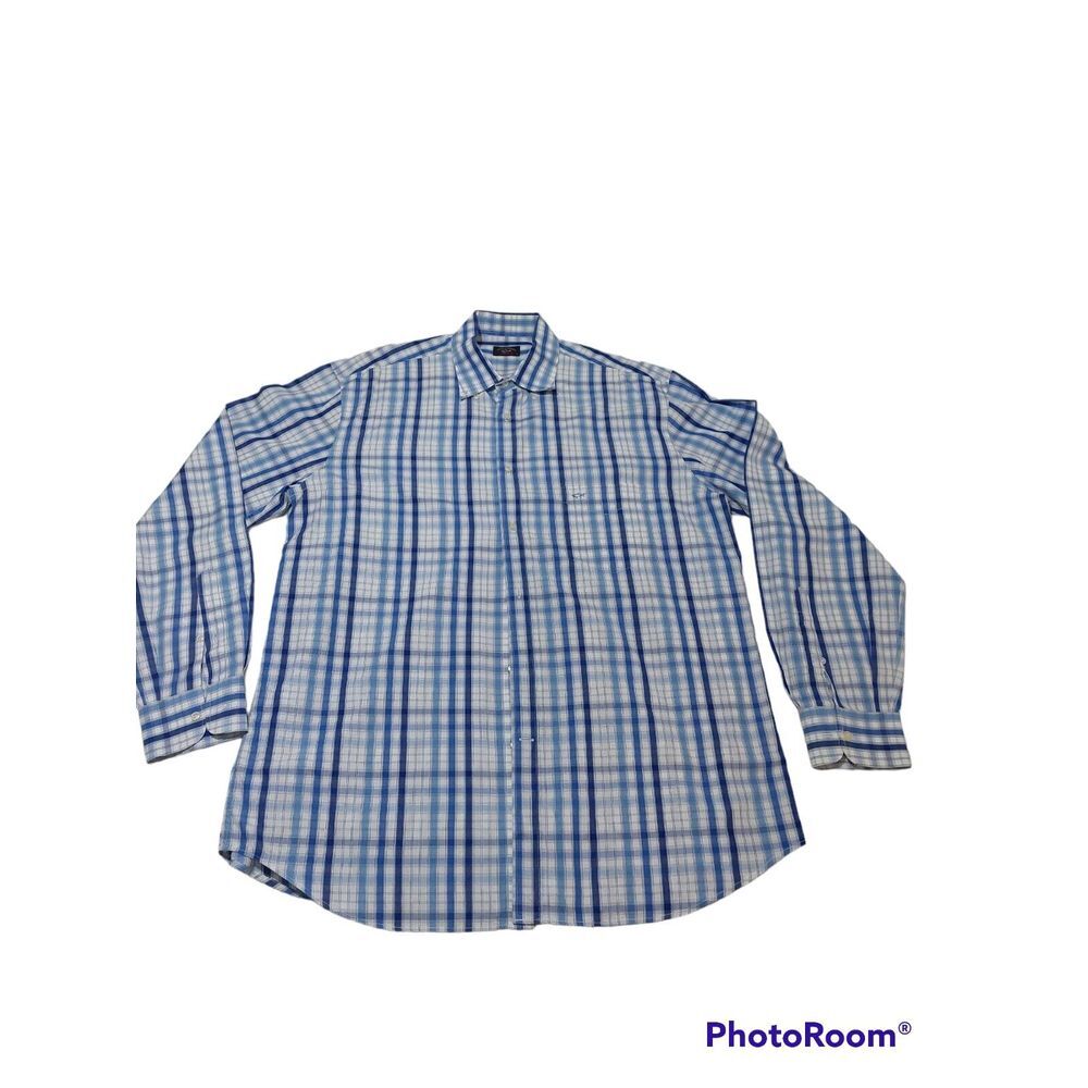 Paul & Shark Yachting Blue Plaid Size 43 (L 16.5 Us) Made In Italy‎ Men